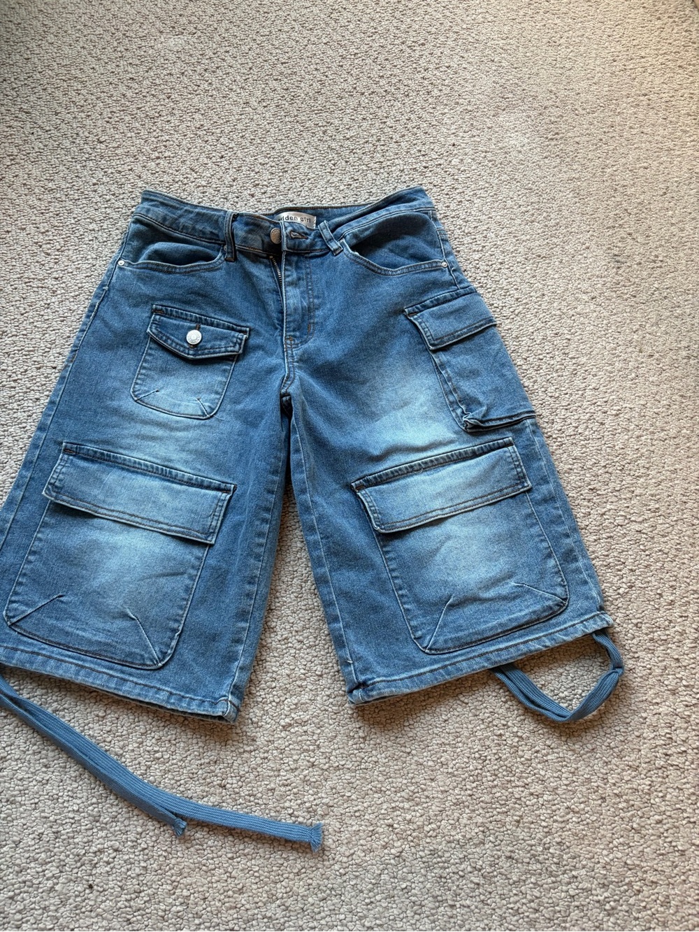 Madden Girl Blue Denim Cargo Jean Shorts